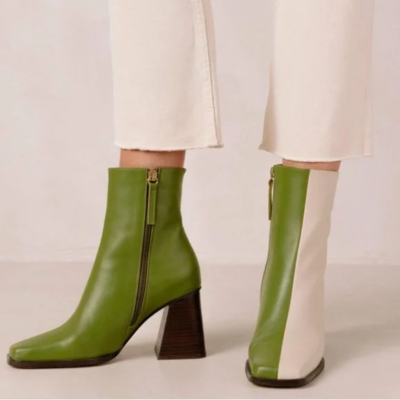 ALOHAS South bicolor green/white heeled boots - Picture 2 of 11